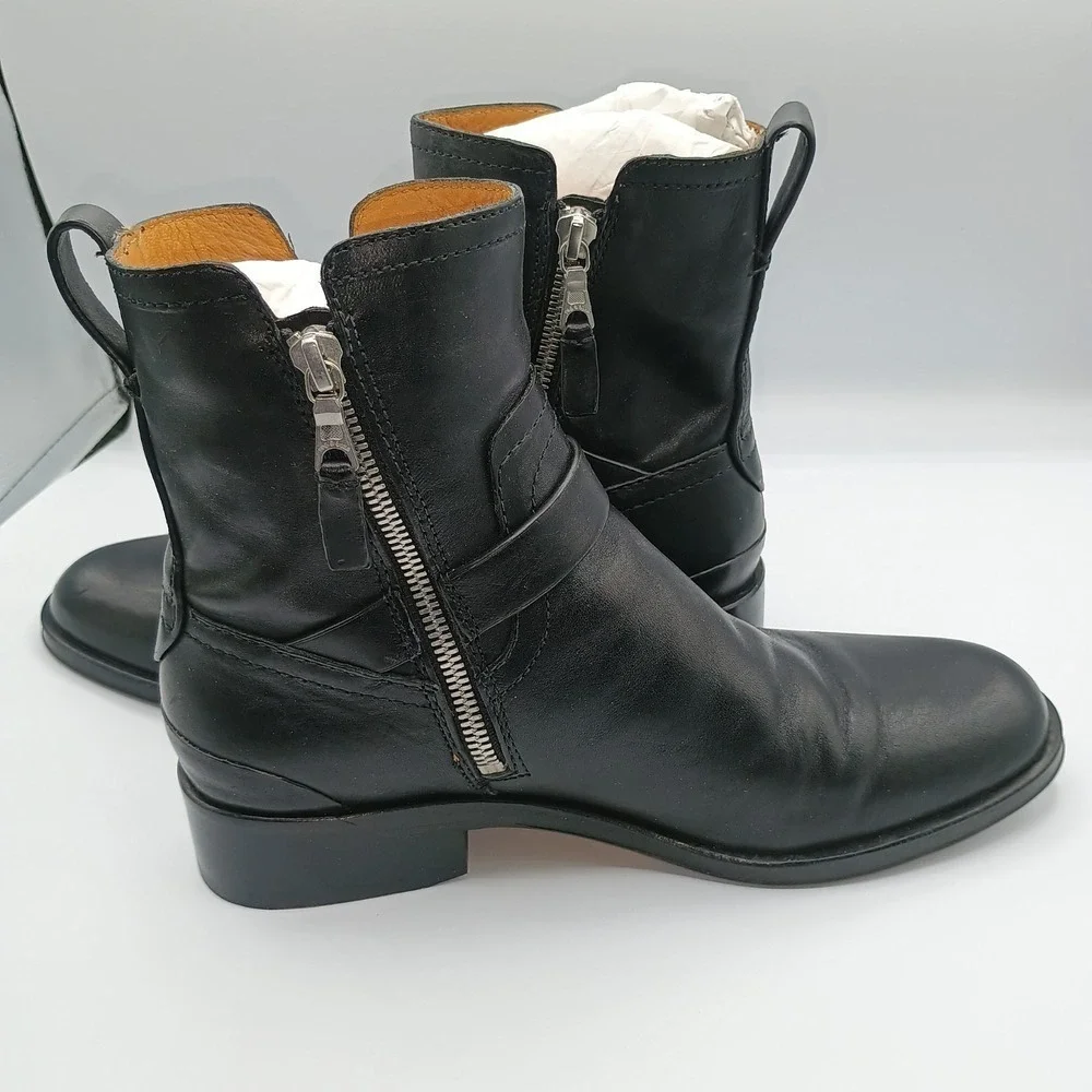 Rag & Bone Leather Black Abel Moto Zipper Buckle Boot Size 36.5. 6.5